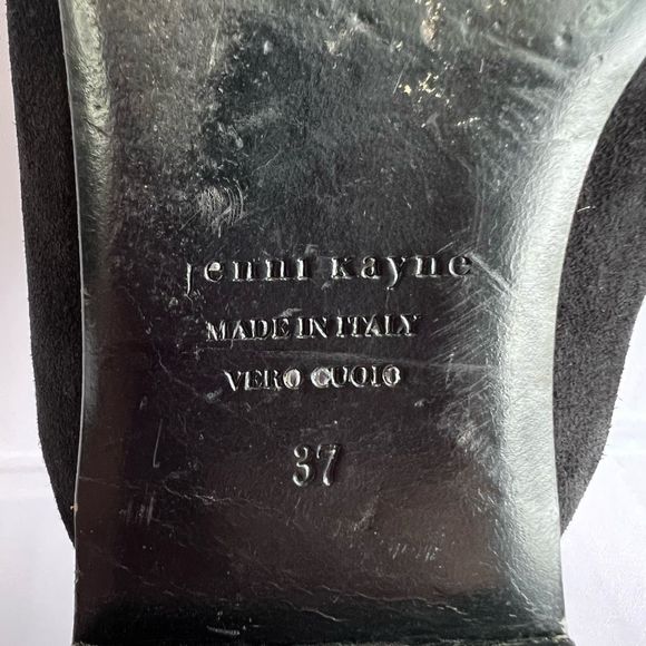 Jenni Kayne Leather Mule Slides Italian Made Black Suede Oiled Women's Size 7 - Picture 9 of 9